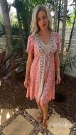 Boho sunset midi orange dress 