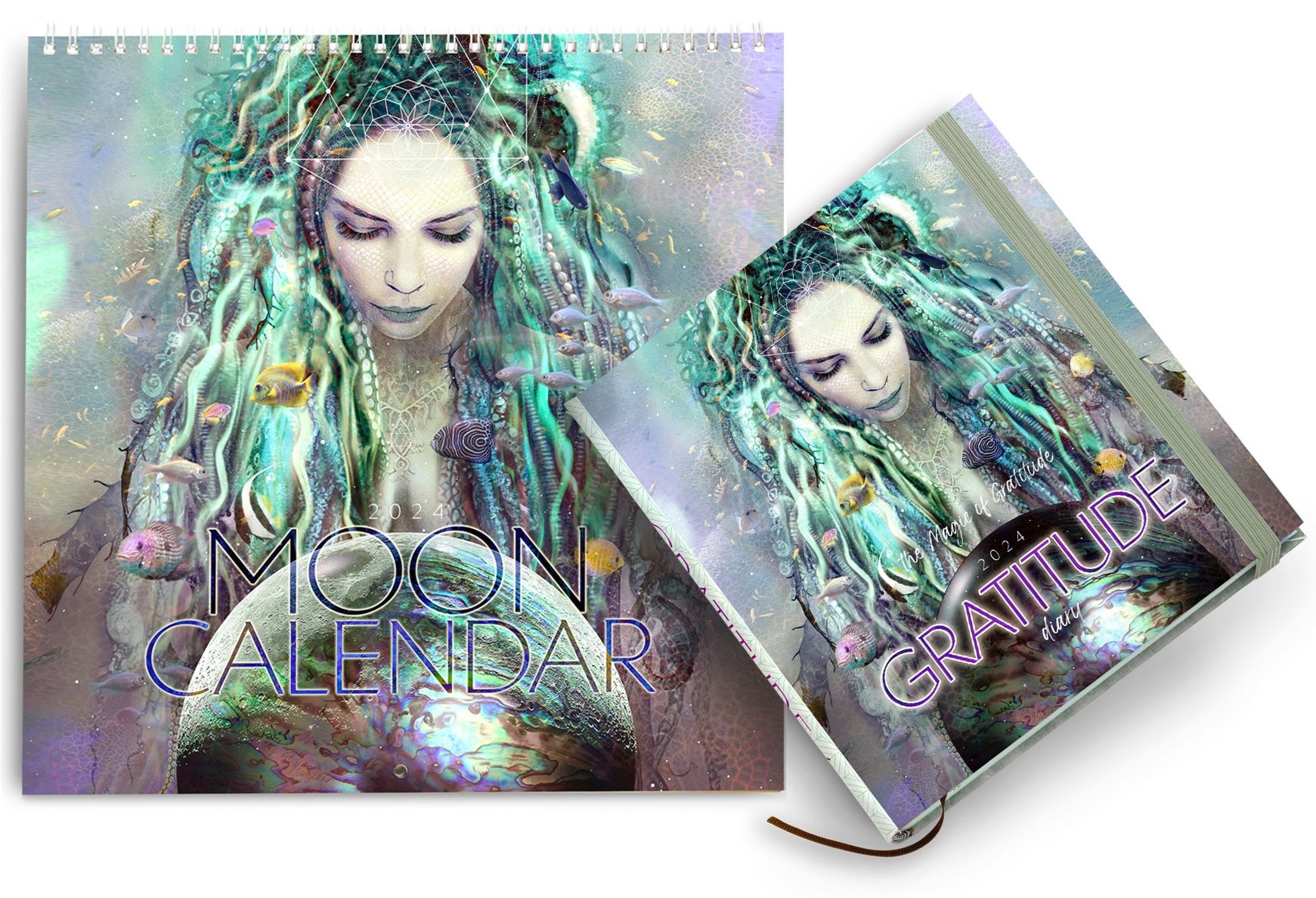 2024 Gratitude Diary & Moon Calendar Bundle